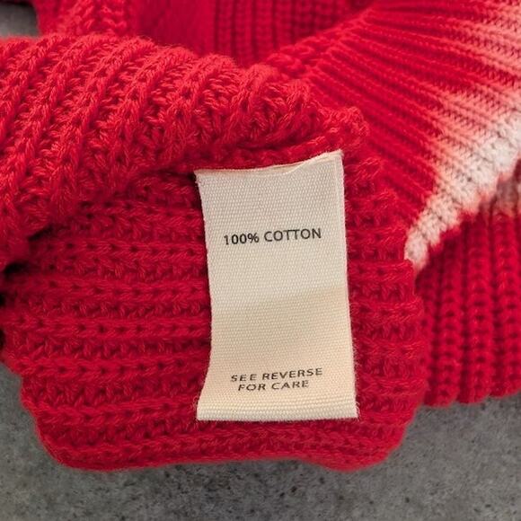 BUCKLE Gilded Intent Knit Sweater Size XS Red White Boho 100% Cotton Holiday XS - Picture 6 of 7